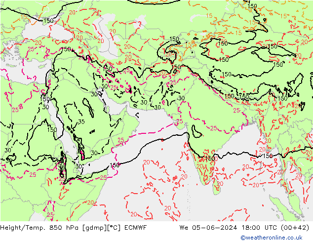 Z500/Rain (+SLP)/Z850 ECMWF mer 05.06.2024 18 UTC