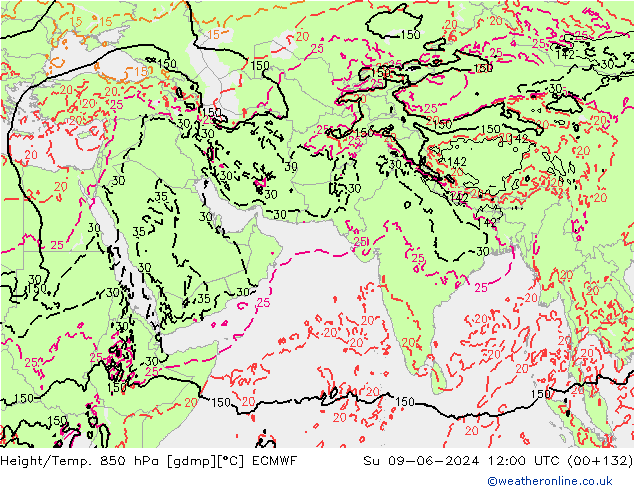 Z500/Rain (+SLP)/Z850 ECMWF So 09.06.2024 12 UTC