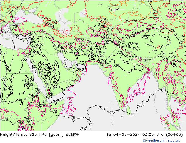 Height/Temp. 925 hPa ECMWF mar 04.06.2024 03 UTC