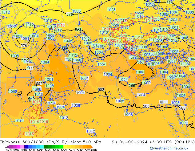 Thck 500-1000гПа ECMWF Вс 09.06.2024 06 UTC