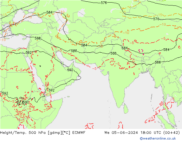 Z500/Rain (+SLP)/Z850 ECMWF mer 05.06.2024 18 UTC