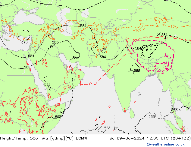 Z500/Rain (+SLP)/Z850 ECMWF So 09.06.2024 12 UTC