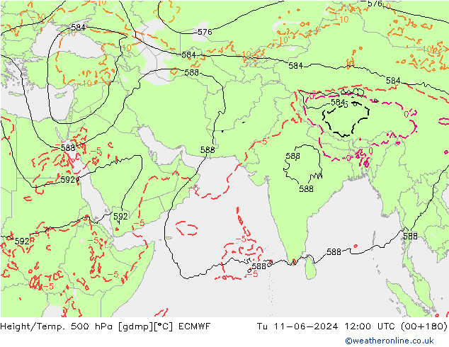 Yükseklik/Sıc. 500 hPa ECMWF Sa 11.06.2024 12 UTC