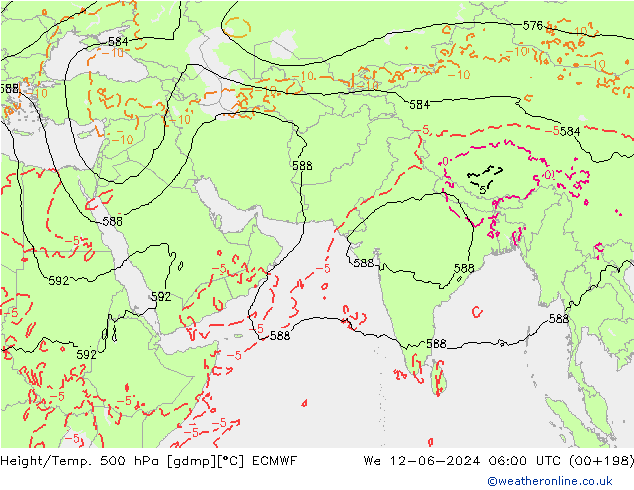 Z500/Rain (+SLP)/Z850 ECMWF We 12.06.2024 06 UTC