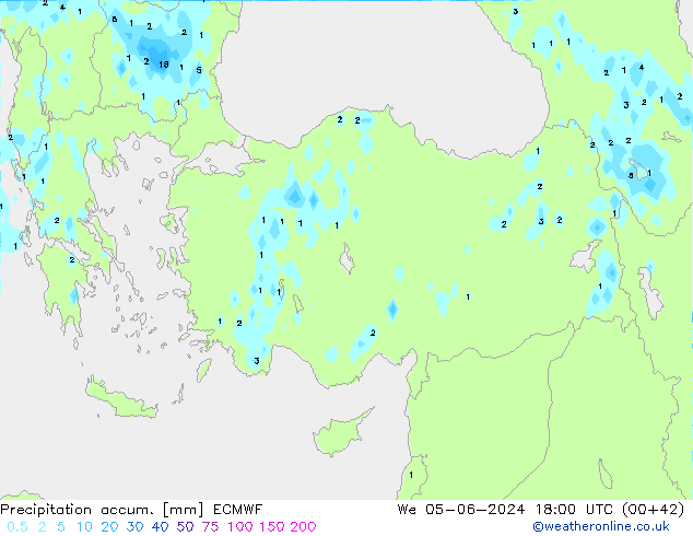 Precipitation accum. ECMWF We 05.06.2024 18 UTC