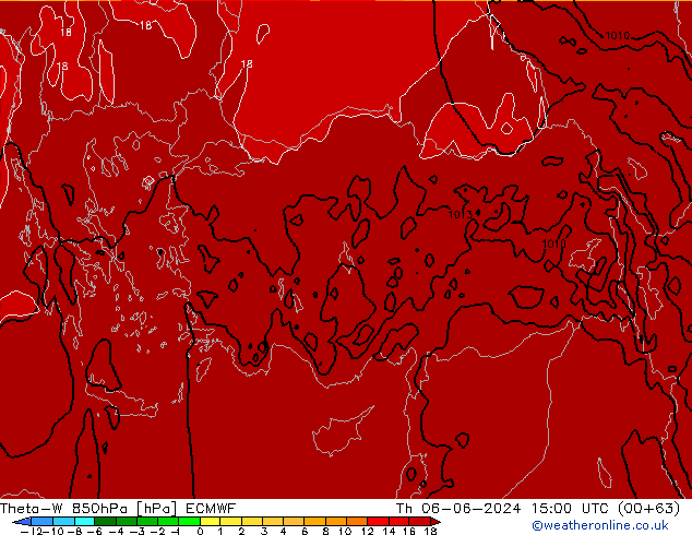 Theta-W 850гПа ECMWF чт 06.06.2024 15 UTC