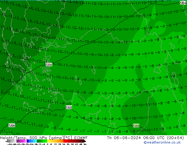 Z500/Rain (+SLP)/Z850 ECMWF Qui 06.06.2024 06 UTC