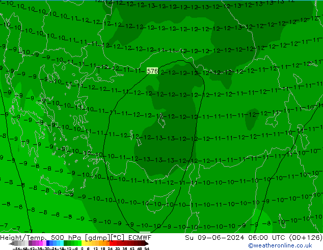 Z500/Rain (+SLP)/Z850 ECMWF dom 09.06.2024 06 UTC