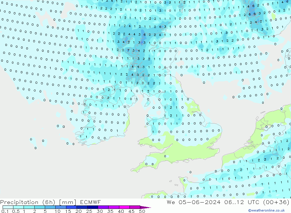 Z500/Rain (+SLP)/Z850 ECMWF We 05.06.2024 12 UTC