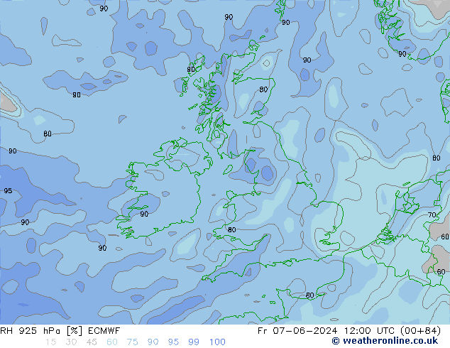 RH 925 hPa ECMWF Fr 07.06.2024 12 UTC