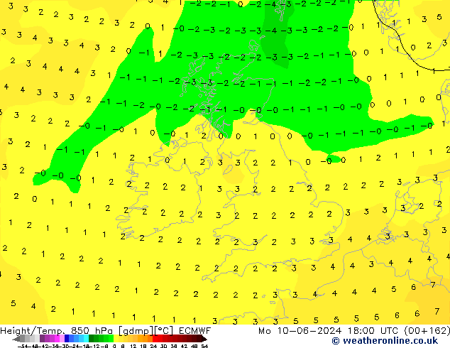 Z500/Rain (+SLP)/Z850 ECMWF Po 10.06.2024 18 UTC