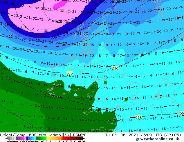 Z500/Rain (+SLP)/Z850 ECMWF mar 04.06.2024 06 UTC