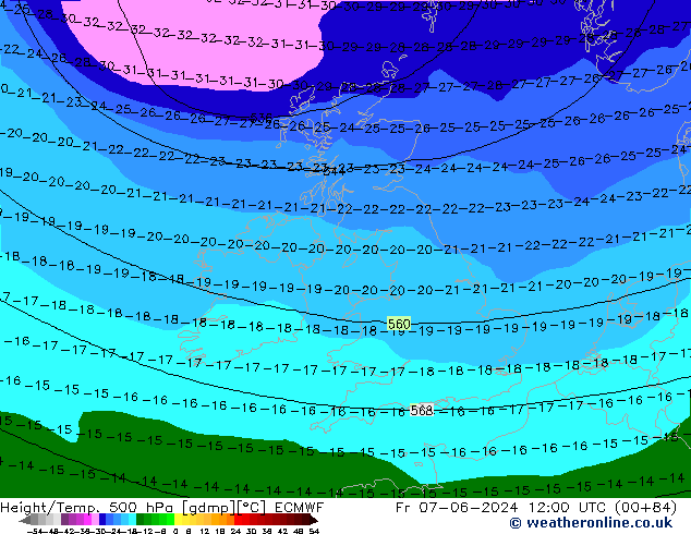 Z500/Rain (+SLP)/Z850 ECMWF  07.06.2024 12 UTC