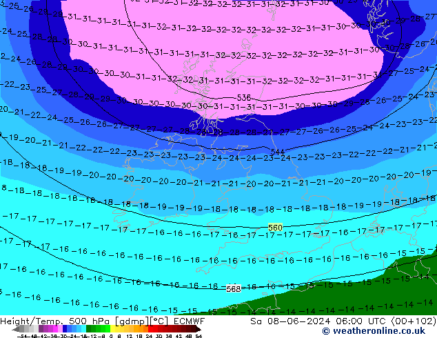 Z500/Rain (+SLP)/Z850 ECMWF sab 08.06.2024 06 UTC