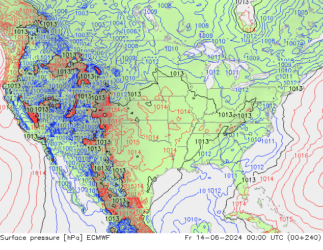 Pressione al suolo ECMWF ven 14.06.2024 00 UTC