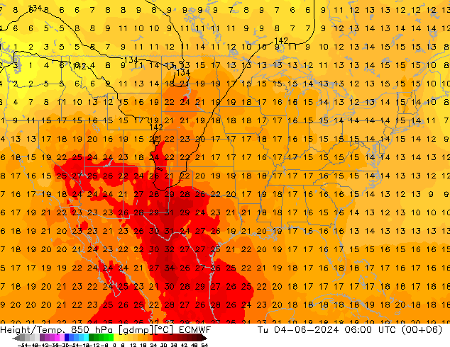 Z500/Rain (+SLP)/Z850 ECMWF Tu 04.06.2024 06 UTC