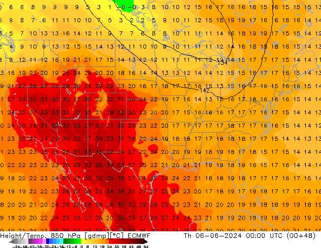 Z500/Rain (+SLP)/Z850 ECMWF Qui 06.06.2024 00 UTC