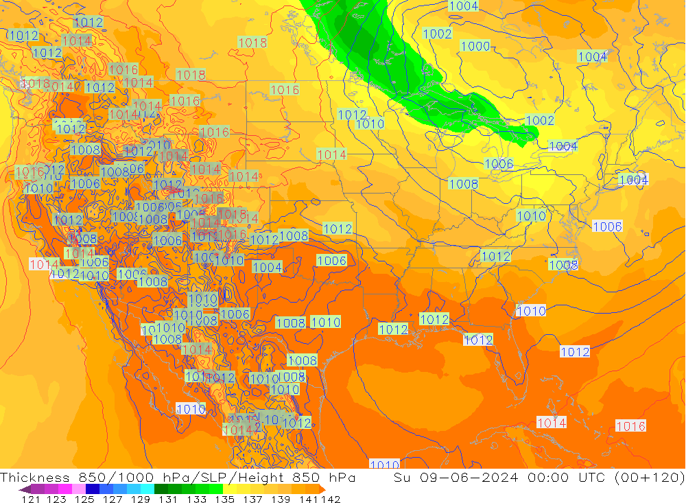 Thck 850-1000 hPa ECMWF  09.06.2024 00 UTC