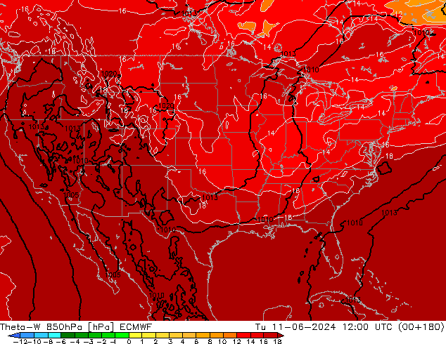 Theta-W 850hPa ECMWF mar 11.06.2024 12 UTC