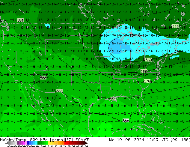 Z500/Rain (+SLP)/Z850 ECMWF Po 10.06.2024 12 UTC