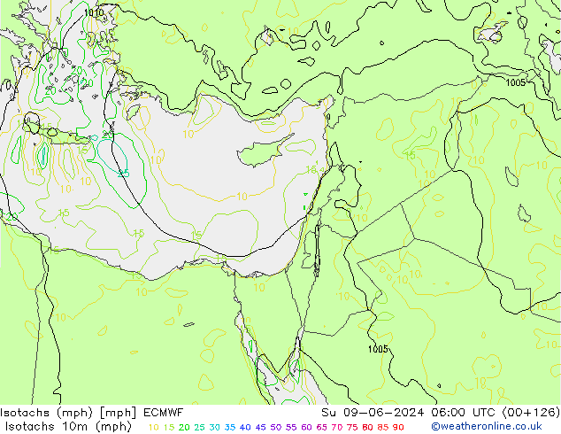 Isotachs (mph) ECMWF Dom 09.06.2024 06 UTC