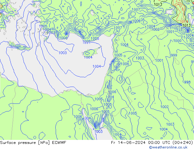 Surface pressure ECMWF Fr 14.06.2024 00 UTC