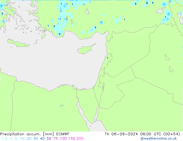 Precipitation accum. ECMWF gio 06.06.2024 06 UTC