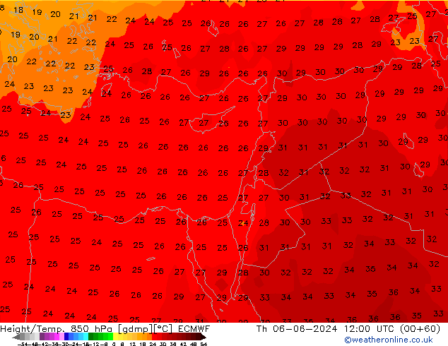 Z500/Rain (+SLP)/Z850 ECMWF Th 06.06.2024 12 UTC