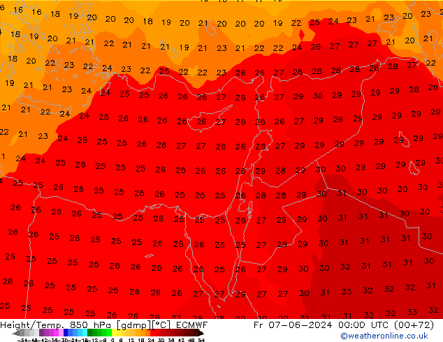 Z500/Rain (+SLP)/Z850 ECMWF ven 07.06.2024 00 UTC