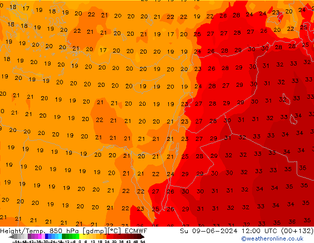 Z500/Rain (+SLP)/Z850 ECMWF Dom 09.06.2024 12 UTC