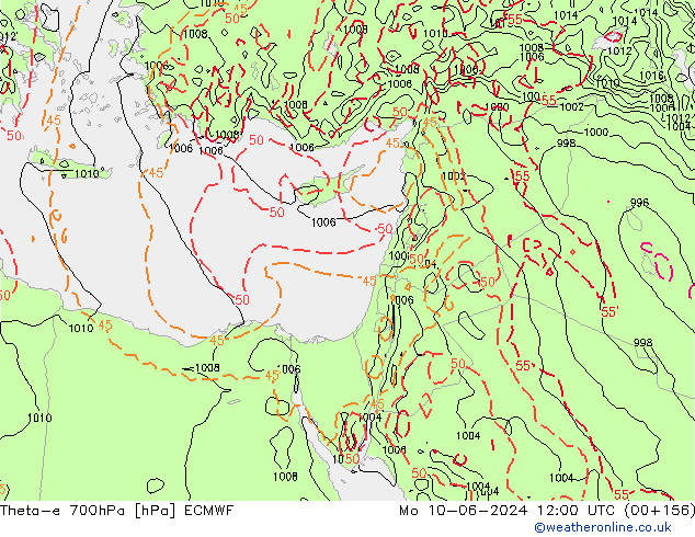 Theta-e 700hPa ECMWF  10.06.2024 12 UTC