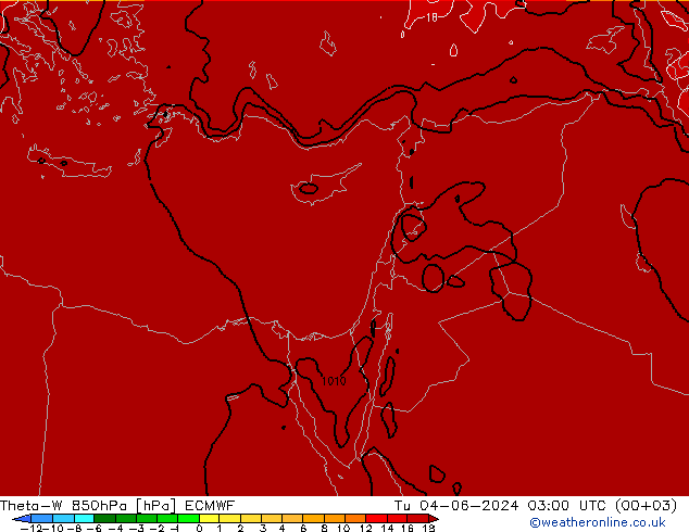 Theta-W 850гПа ECMWF вт 04.06.2024 03 UTC