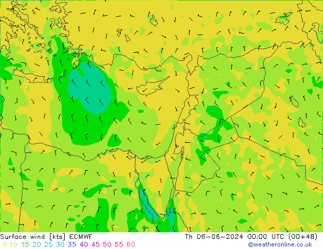 Vent 10 m ECMWF jeu 06.06.2024 00 UTC