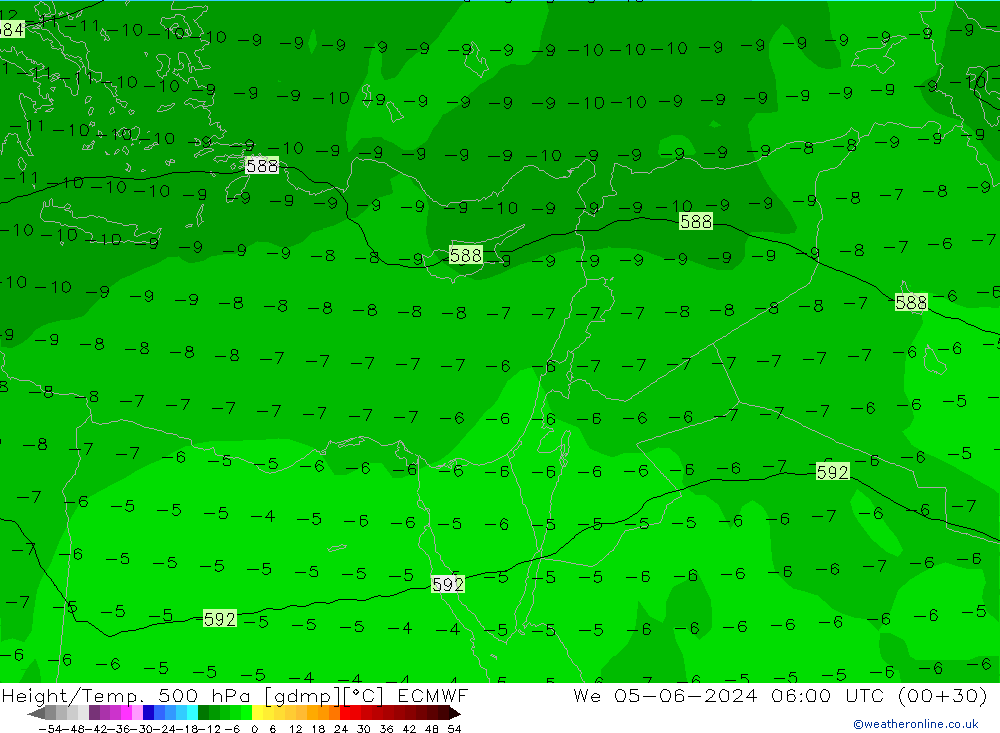 Height/Temp. 500 hPa ECMWF St 05.06.2024 06 UTC