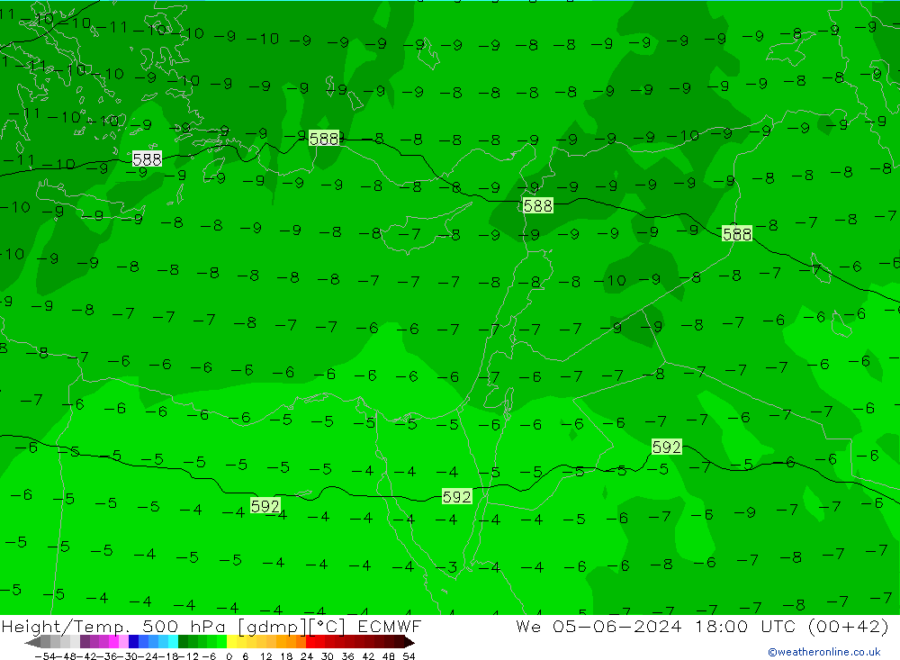 Z500/Rain (+SLP)/Z850 ECMWF We 05.06.2024 18 UTC