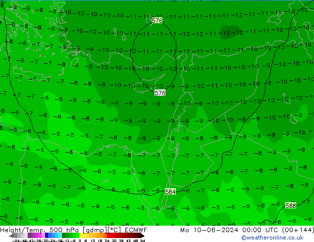 Z500/Rain (+SLP)/Z850 ECMWF Seg 10.06.2024 00 UTC