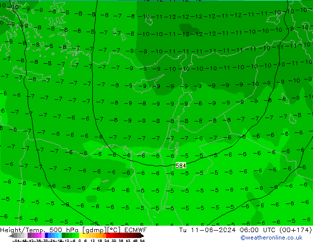 Z500/Rain (+SLP)/Z850 ECMWF mar 11.06.2024 06 UTC