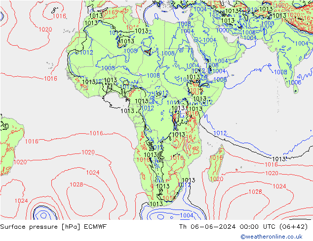 Surface pressure ECMWF Th 06.06.2024 00 UTC