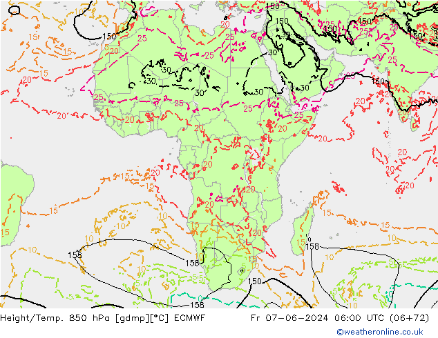 Yükseklik/Sıc. 850 hPa ECMWF Cu 07.06.2024 06 UTC