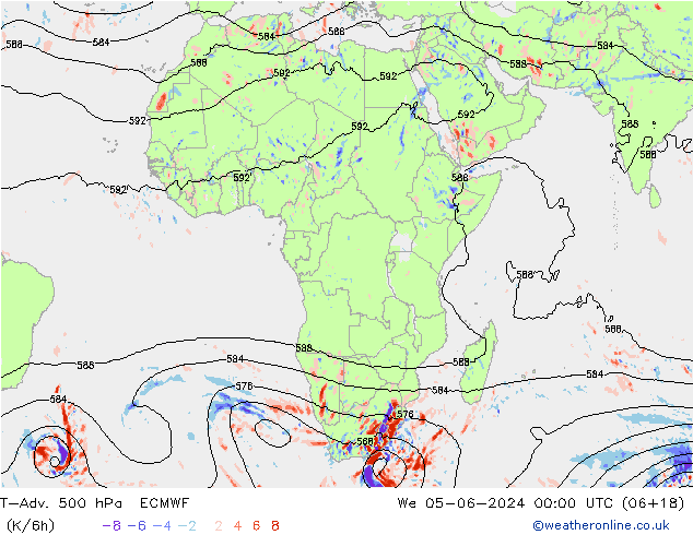 T-Adv. 500 hPa ECMWF śro. 05.06.2024 00 UTC