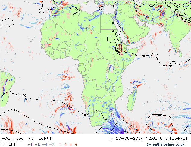 T-Adv. 850 hPa ECMWF ven 07.06.2024 12 UTC