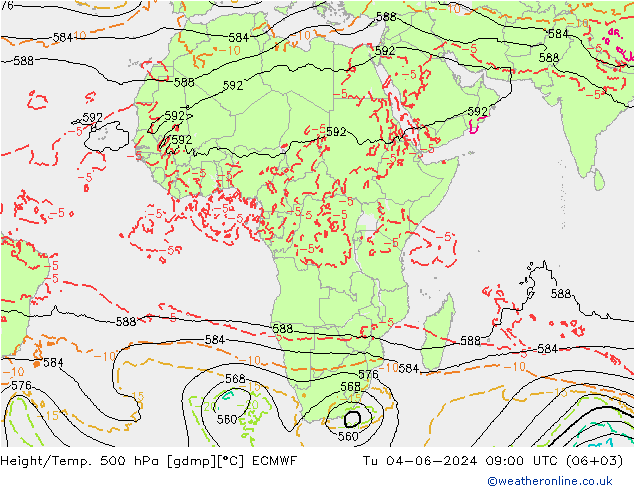 Height/Temp. 500 hPa ECMWF  04.06.2024 09 UTC