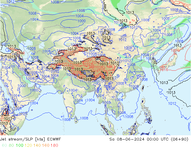 Jet stream/SLP ECMWF Sa 08.06.2024 00 UTC