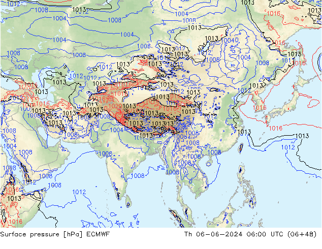 Surface pressure ECMWF Th 06.06.2024 06 UTC