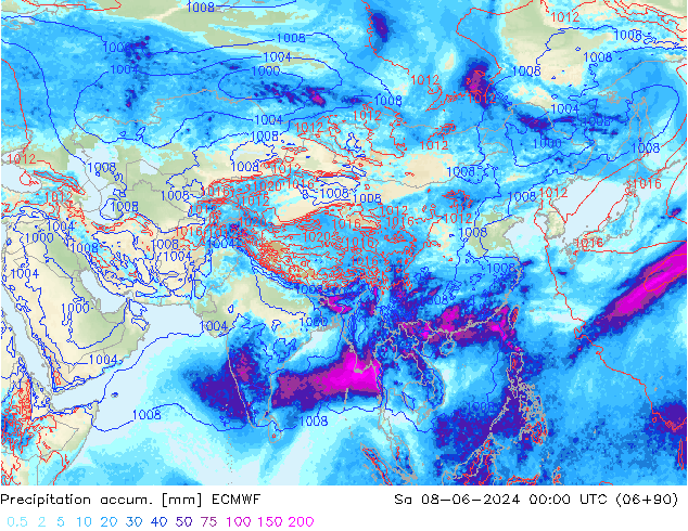 Precipitation accum. ECMWF  08.06.2024 00 UTC