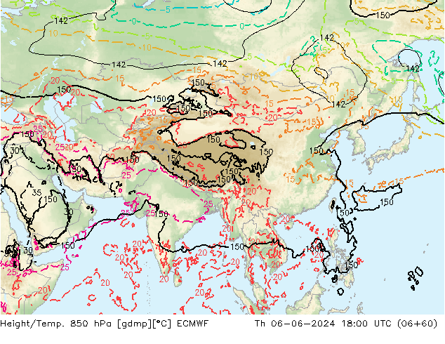 Z500/Rain (+SLP)/Z850 ECMWF czw. 06.06.2024 18 UTC