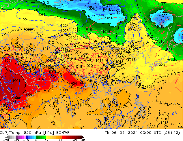 SLP/Temp. 850 hPa ECMWF do 06.06.2024 00 UTC