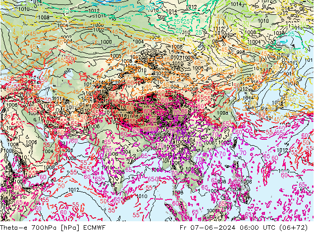 Theta-e 700hPa ECMWF  07.06.2024 06 UTC