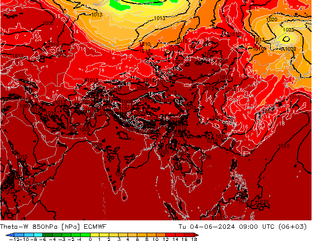 Theta-W 850hPa ECMWF Sa 04.06.2024 09 UTC