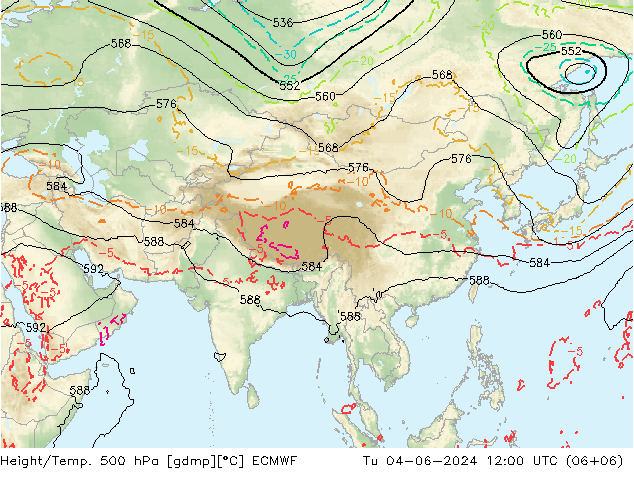 Z500/Rain (+SLP)/Z850 ECMWF  04.06.2024 12 UTC